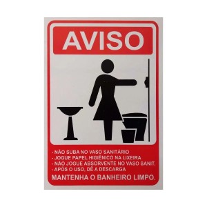 Placa Sinalizadora Mantenha Limpo Feminino PACIFIC